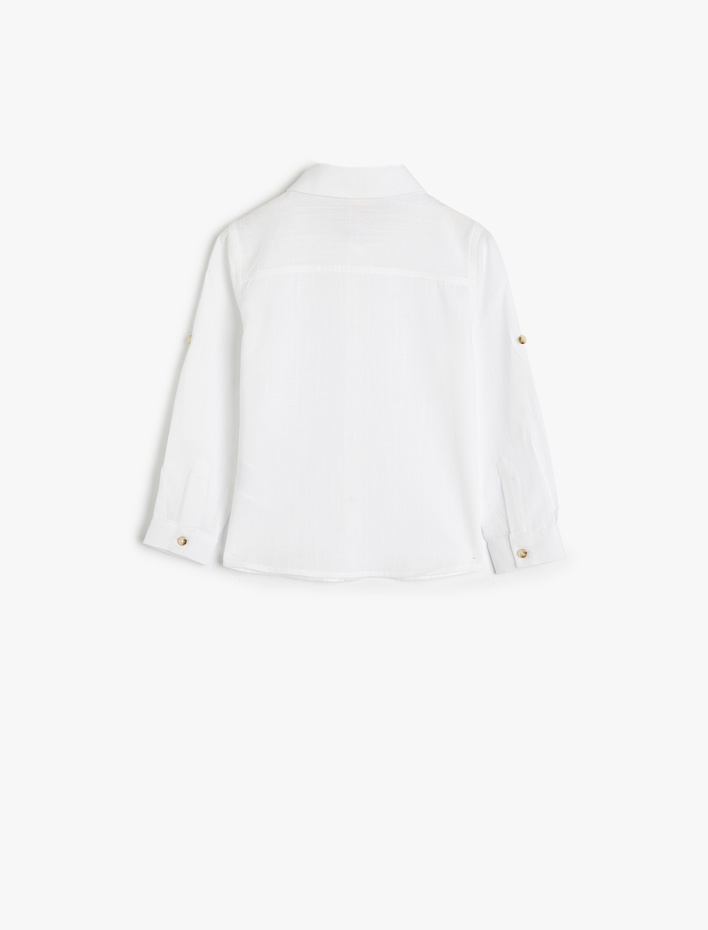 Erkek Bebek Basic Gömlek Uzun Kollu Düğmeli Pamuklu