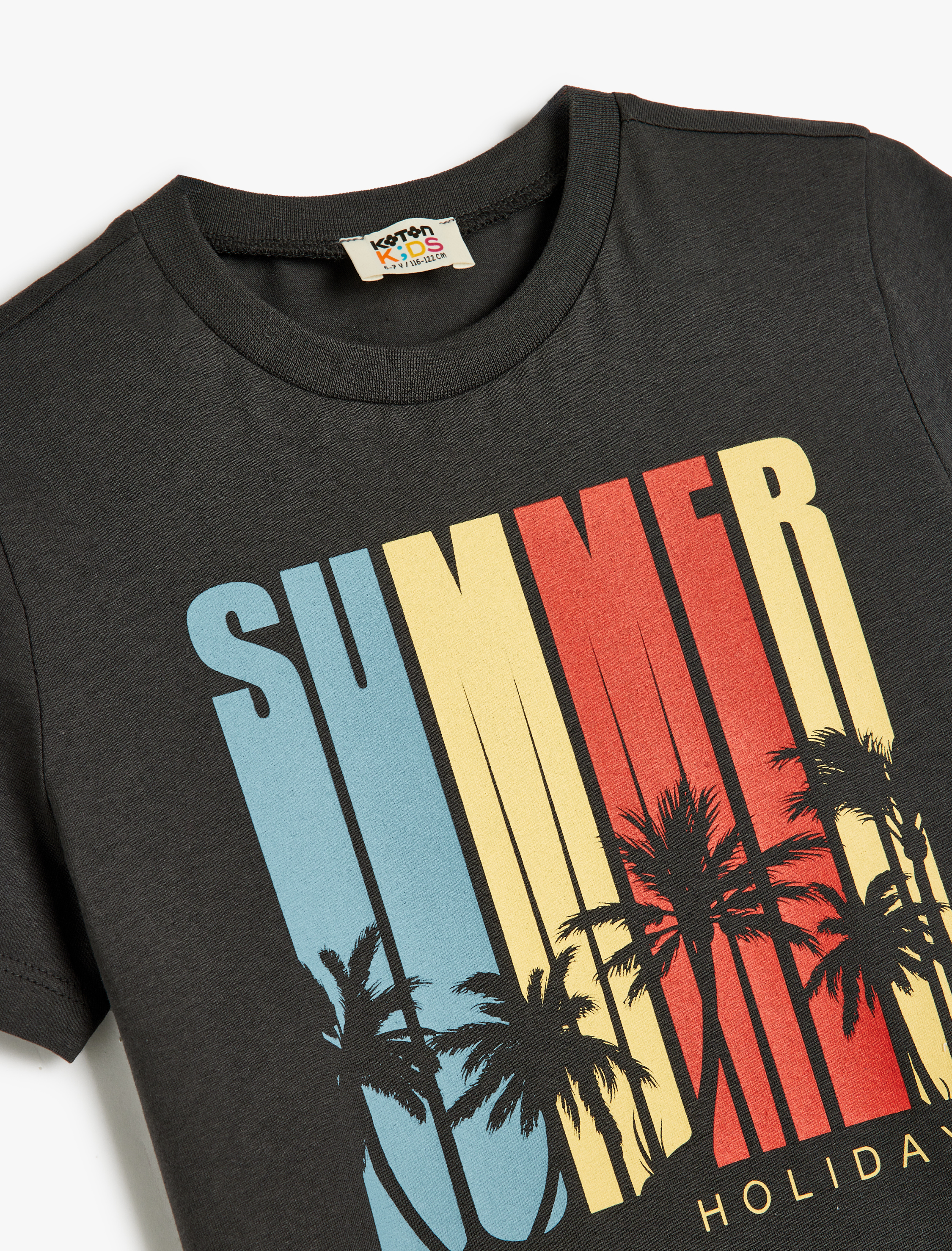  Erkek Çocuk Baskılı Kısa Kollu Bisiklet Yaka Tişört