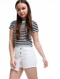 Kruvaze Kot Şort Etek Cepli Düğme Detaylı Pamuklu