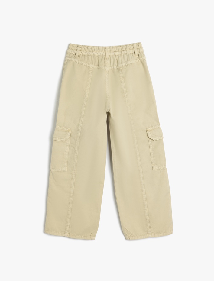 Kız Çocuk Kargo Cep Detaylı Pamuklu Pantolon