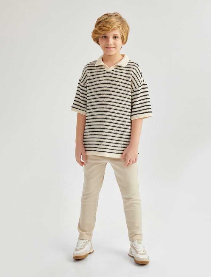 Erkek Çocuk Fermuar Detaylı Bel Bağcıklı Pantolon Görünümlü Eşofman Altı