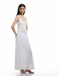 Astarlı Katlı Beli Bağlamalı Lastikli Kloş Uzun Etek