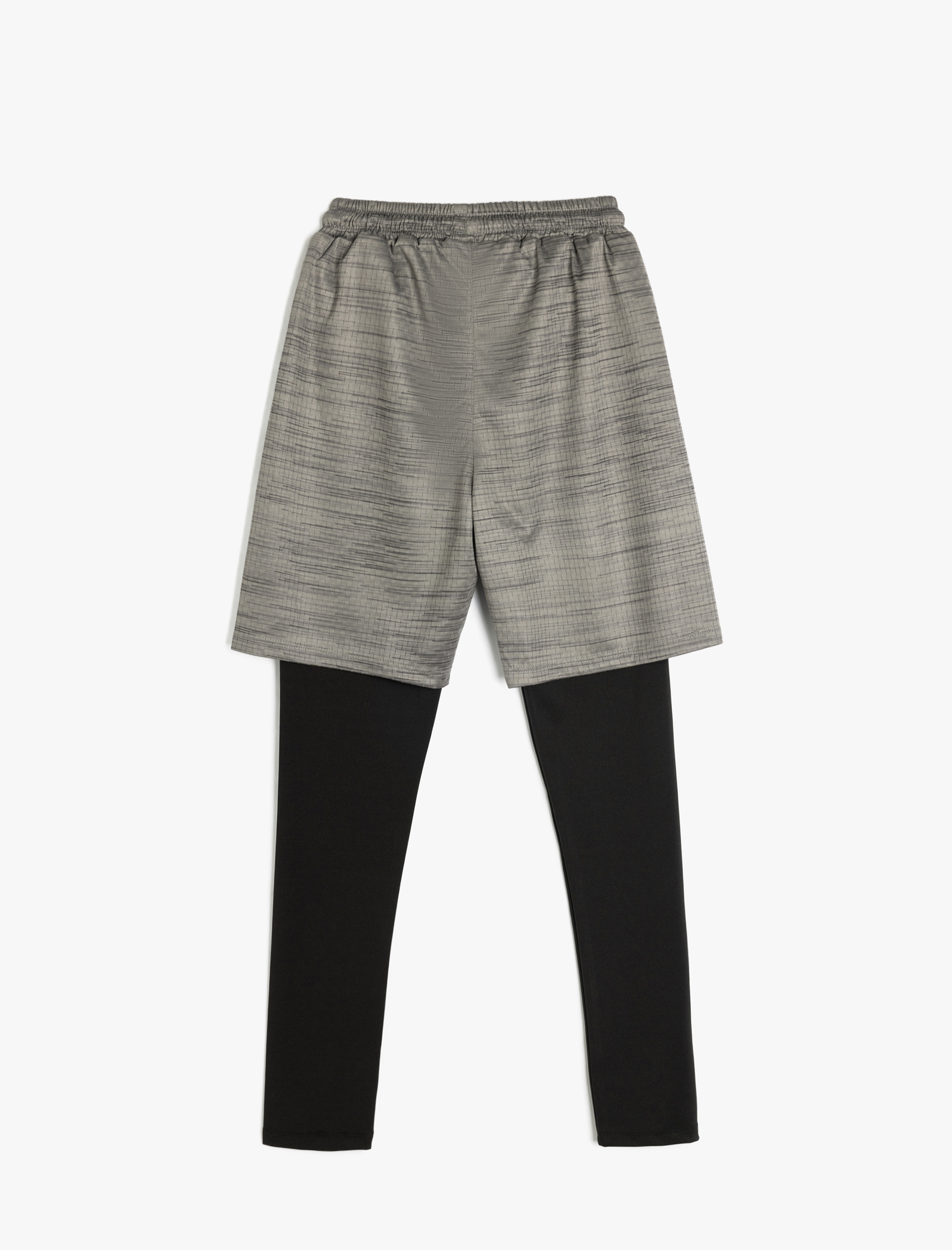  Erkek Çocuk Beli Bağlamalı Cep Detaylı Uzun Taytlı Koşu Şortu