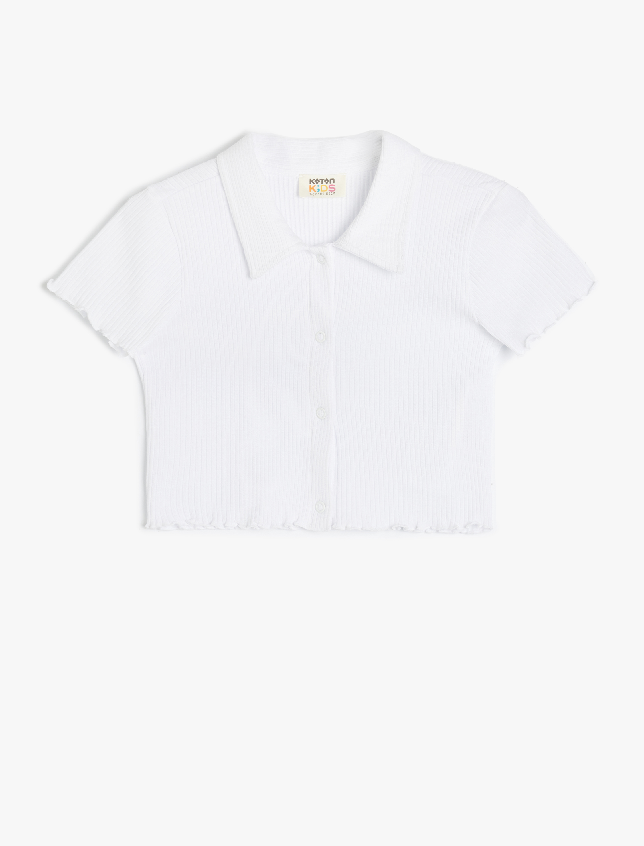  Kız Çocuk Düğmeli Kısa Kollu Basic Polo Yaka Pamuklu Tişört