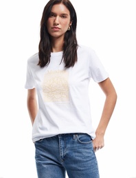 Bisiklet Yaka Kısa Kollu Pamuklu Baskılı Tişört