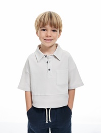 Düğme Detaylı Polo Yaka Kısa Kollu Pamuklu Tişört