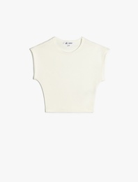 Bisiklet Yaka Kolsuz Modal Karışımlı Slim Fit Crop Kadın Tişört