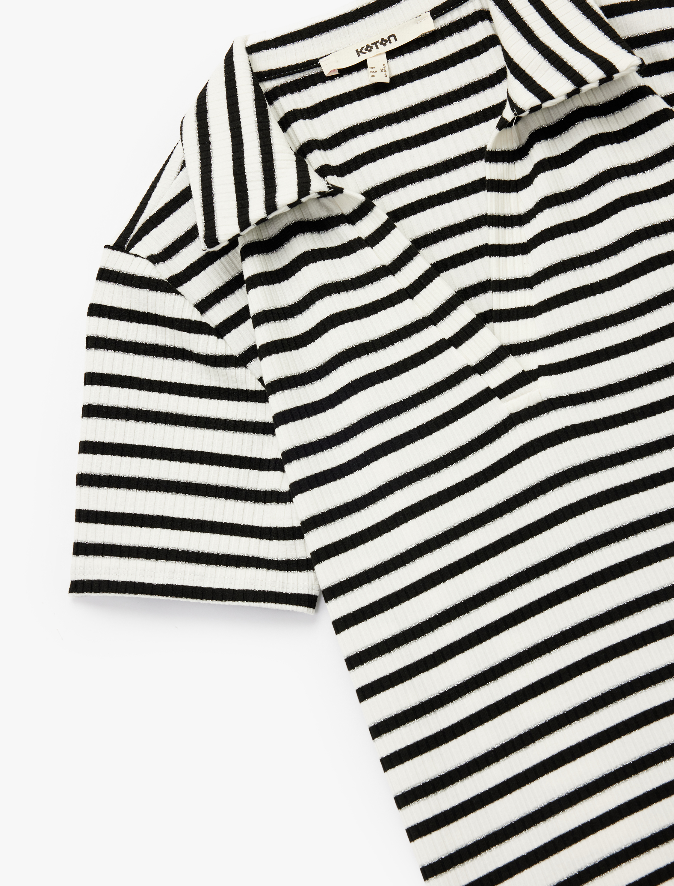   Viskon Karışımlı Kısa Kollu Çizgili Polo Yaka Tişört