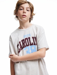 Slogan Baskılı Bisiklet Yaka Kısa Kollu Oversize Tişört