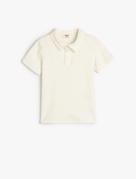 Kısa Kollu Viskon Karışımlı Basic Polo Yaka Tişört