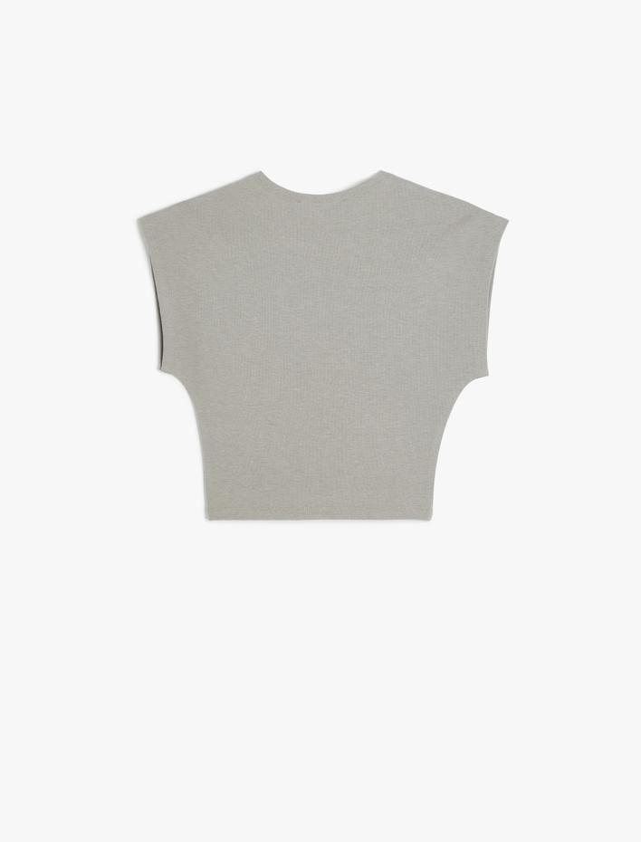  Bisiklet Yaka Kolsuz Modal Karışımlı Slim Fit Crop Kadın Tişört