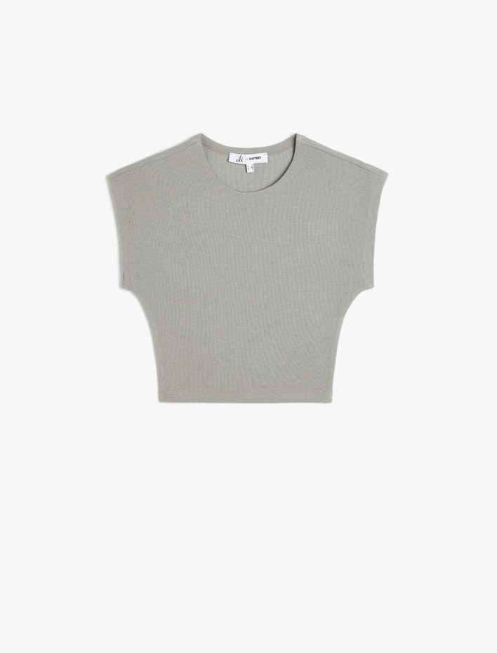  Bisiklet Yaka Kolsuz Modal Karışımlı Slim Fit Crop Kadın Tişört