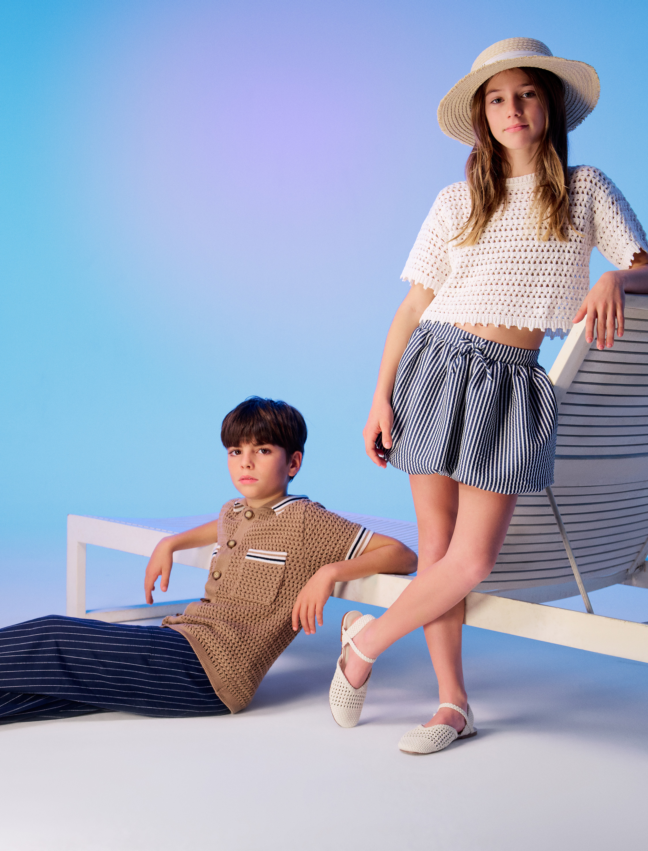  Kız Çocuk Kısa Kollu Bisiklet Yaka Ajurlu Triko Tişört