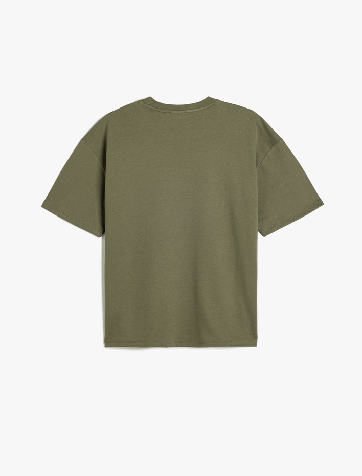  Basic Bisiklet Yaka Pamuklu Tok Kumaş Kısa Kollu Oversize Tişört