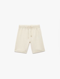 Dokulu Beli Bağlamalı Cep Detaylı Basic Şort