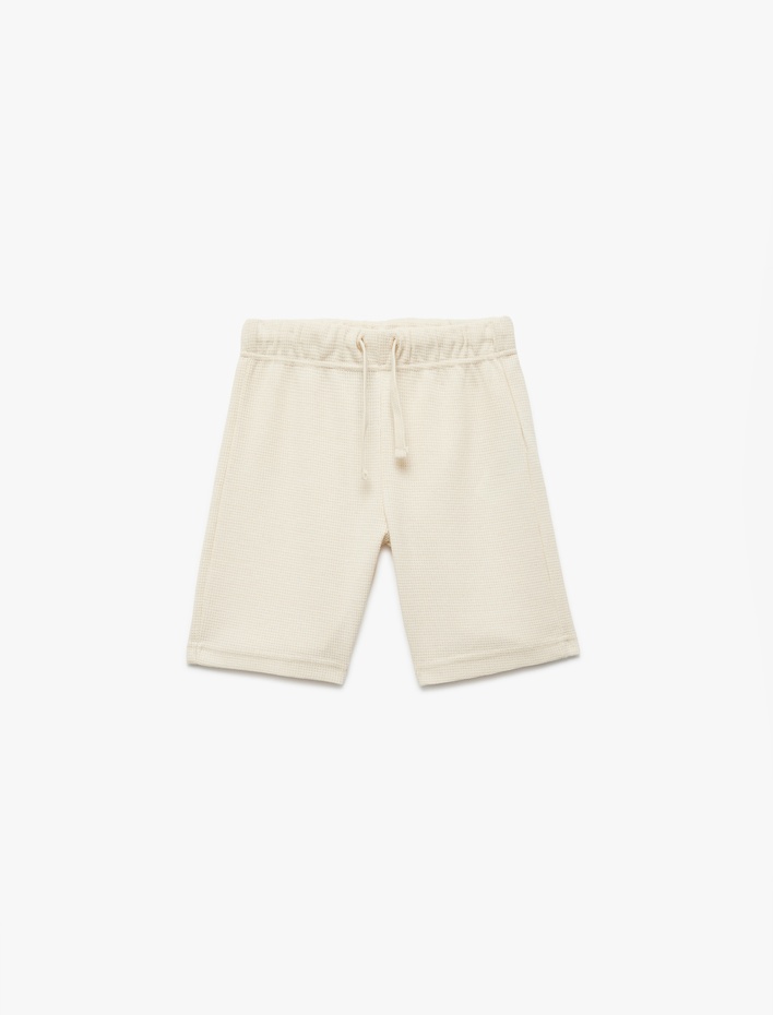 Erkek Çocuk Dokulu Beli Bağlamalı Cep Detaylı Basic Şort