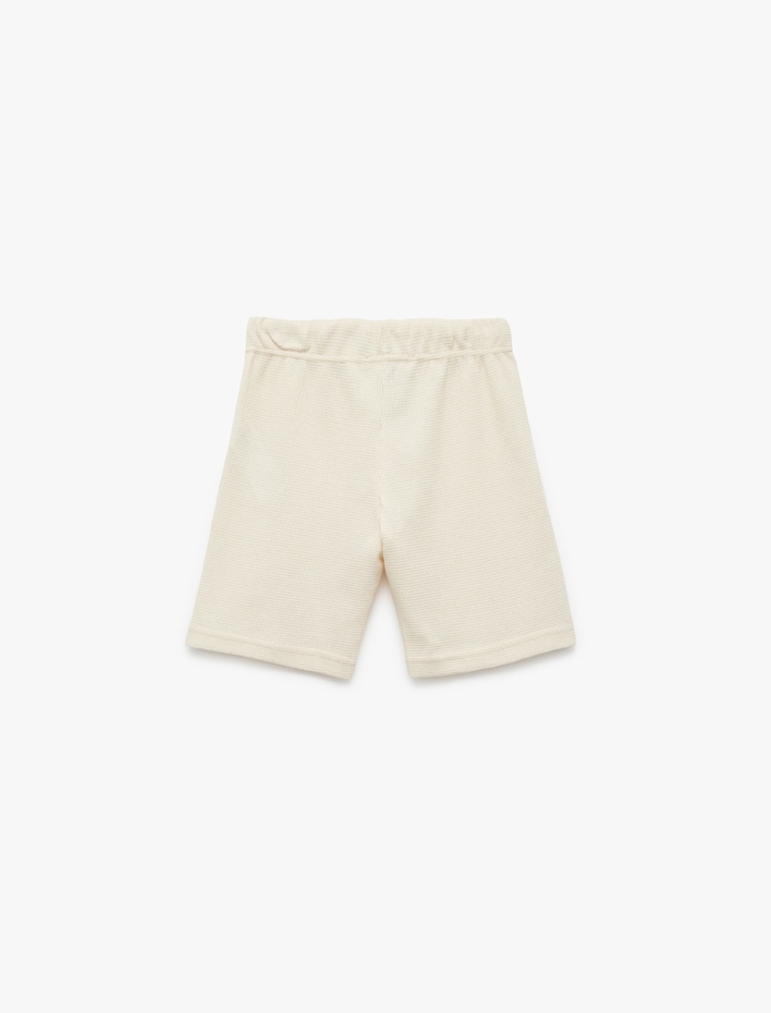 Erkek Çocuk Dokulu Beli Bağlamalı Cep Detaylı Basic Şort