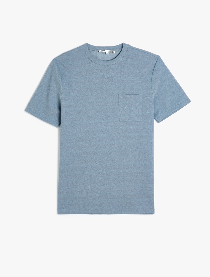  Cep Detaylı Bisiklet Yaka Regular Fit Pike Kumaş Kısa Kollu Basic Tişört