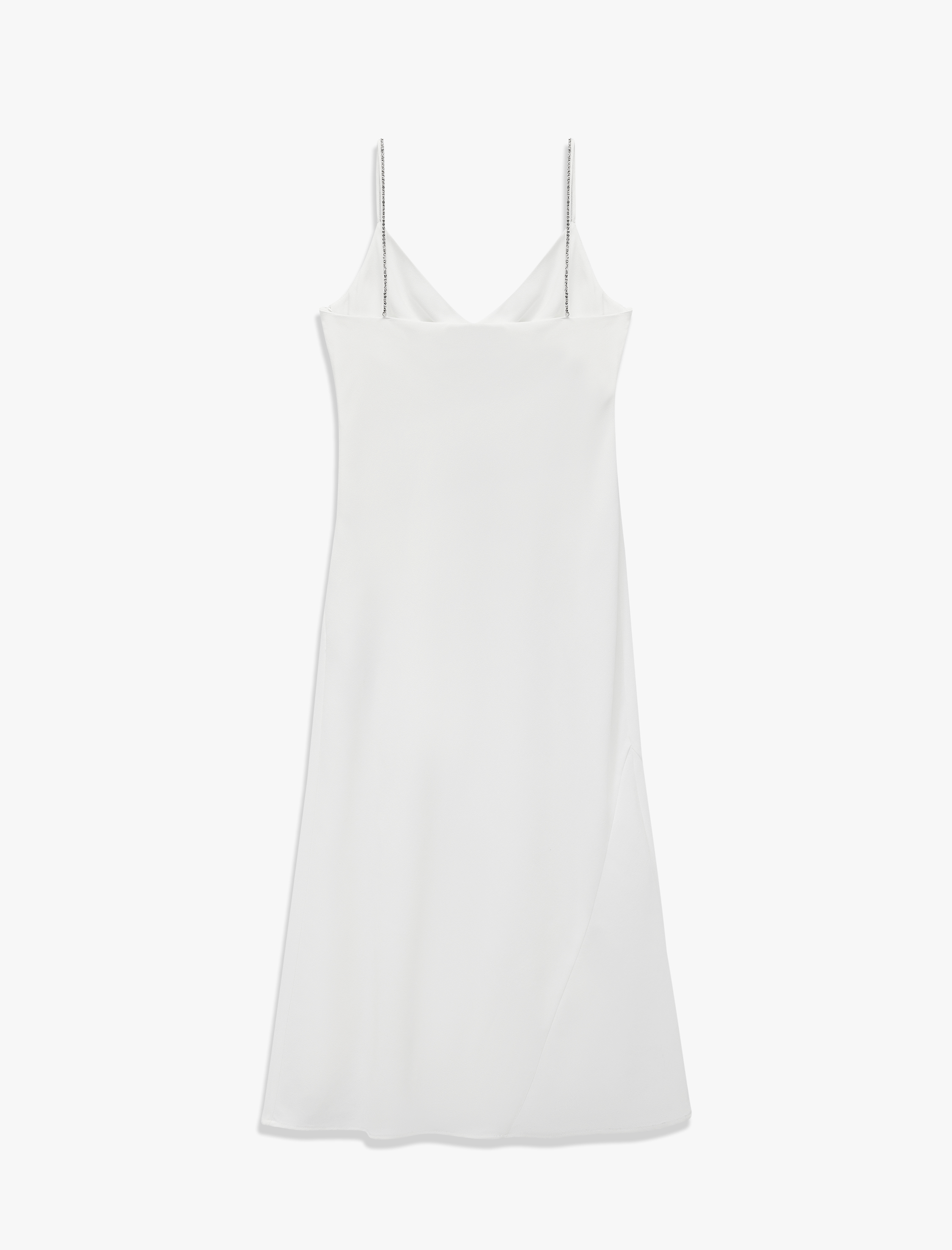   Yırtmaç Detaylı Degaje Yaka Kolsuz Drapeli Uzun Elbise