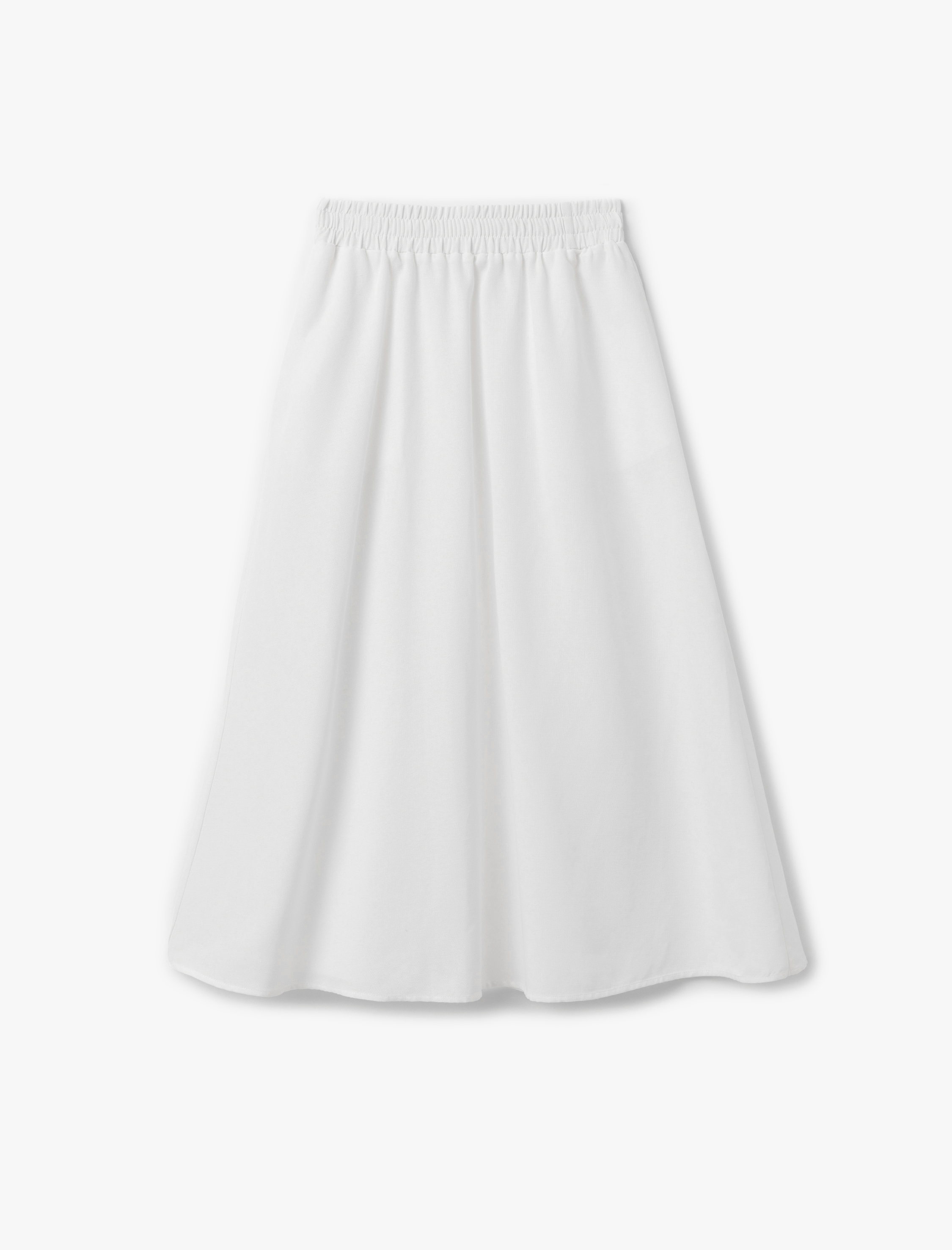   Rahat Kalıp Viskon-Keten Karışımlı Cepli Uzun Kloş Etek