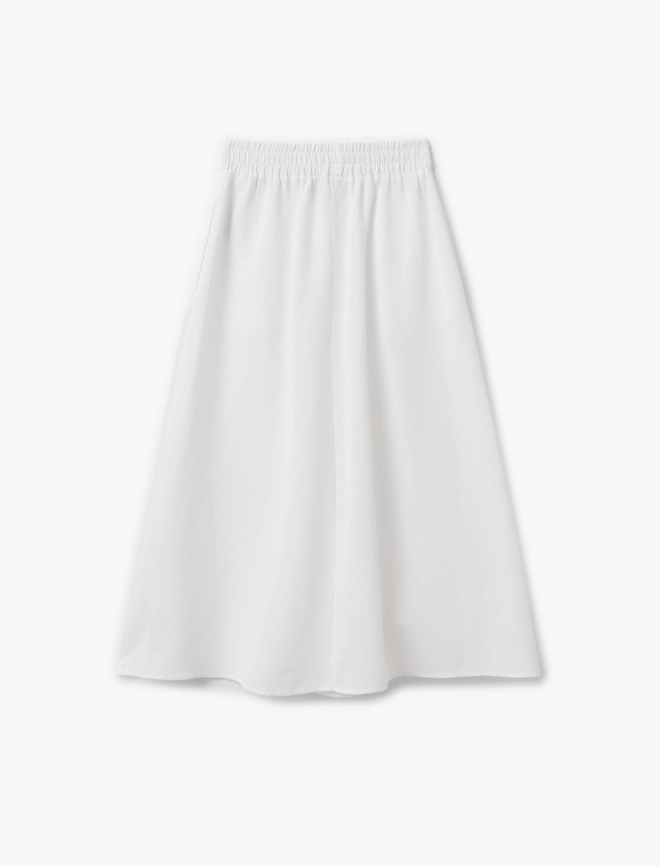   Rahat Kalıp Viskon-Keten Karışımlı Cepli Uzun Kloş Etek