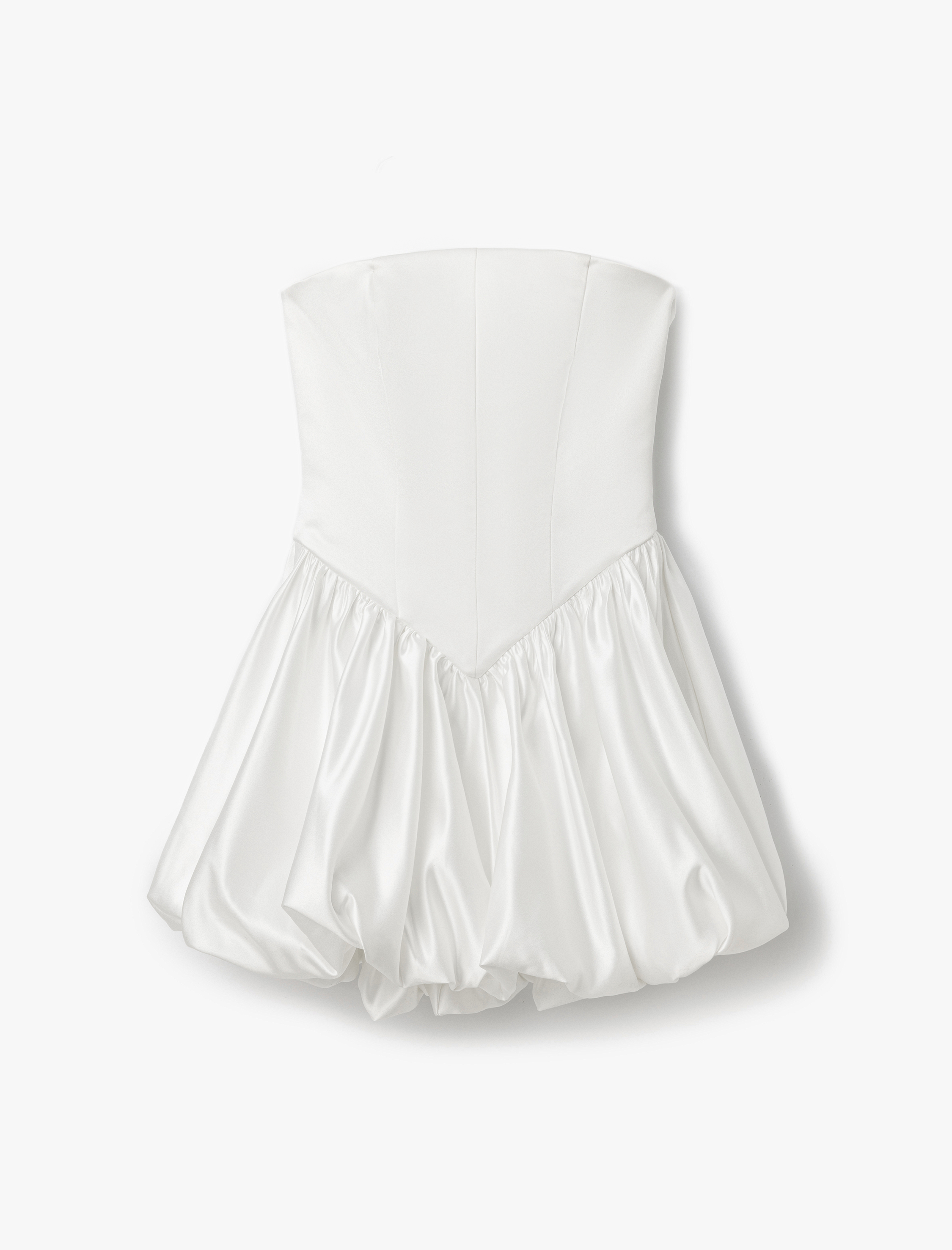   Straplez Yaka Kolsuz Slim Fit Mini Balon Elbise