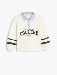 Uzun Kollu Gömlek Yaka Şardonlu Oversize Sweatshirt