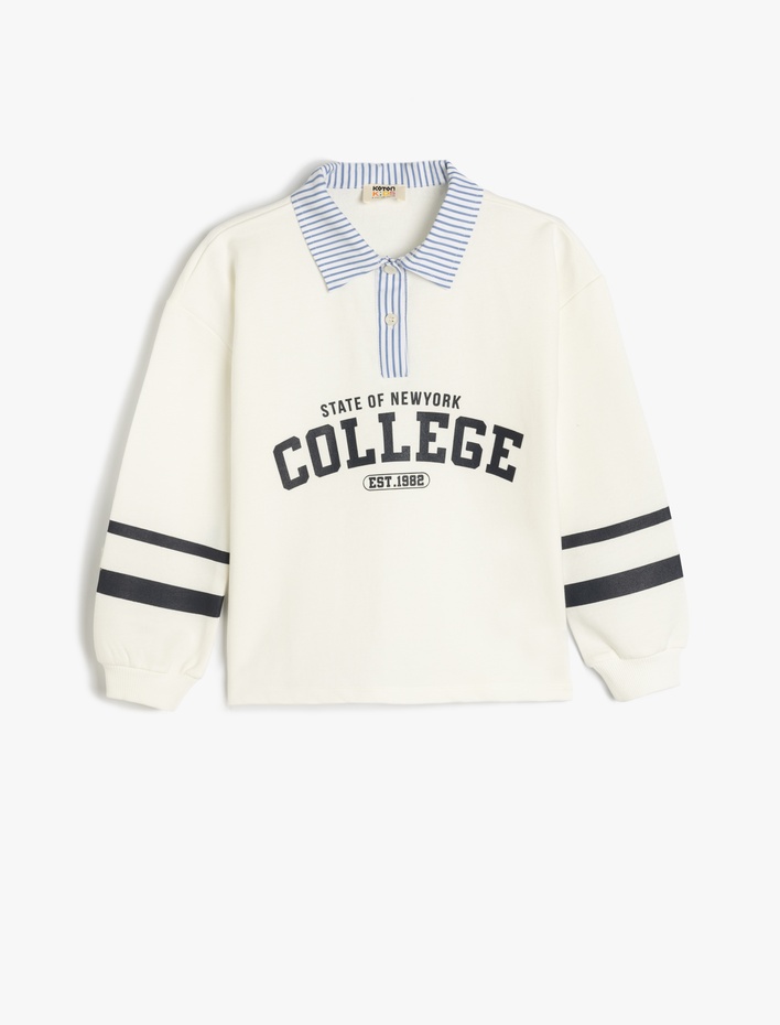 Kız Çocuk Uzun Kollu Gömlek Yaka Şardonlu Oversize Sweatshirt