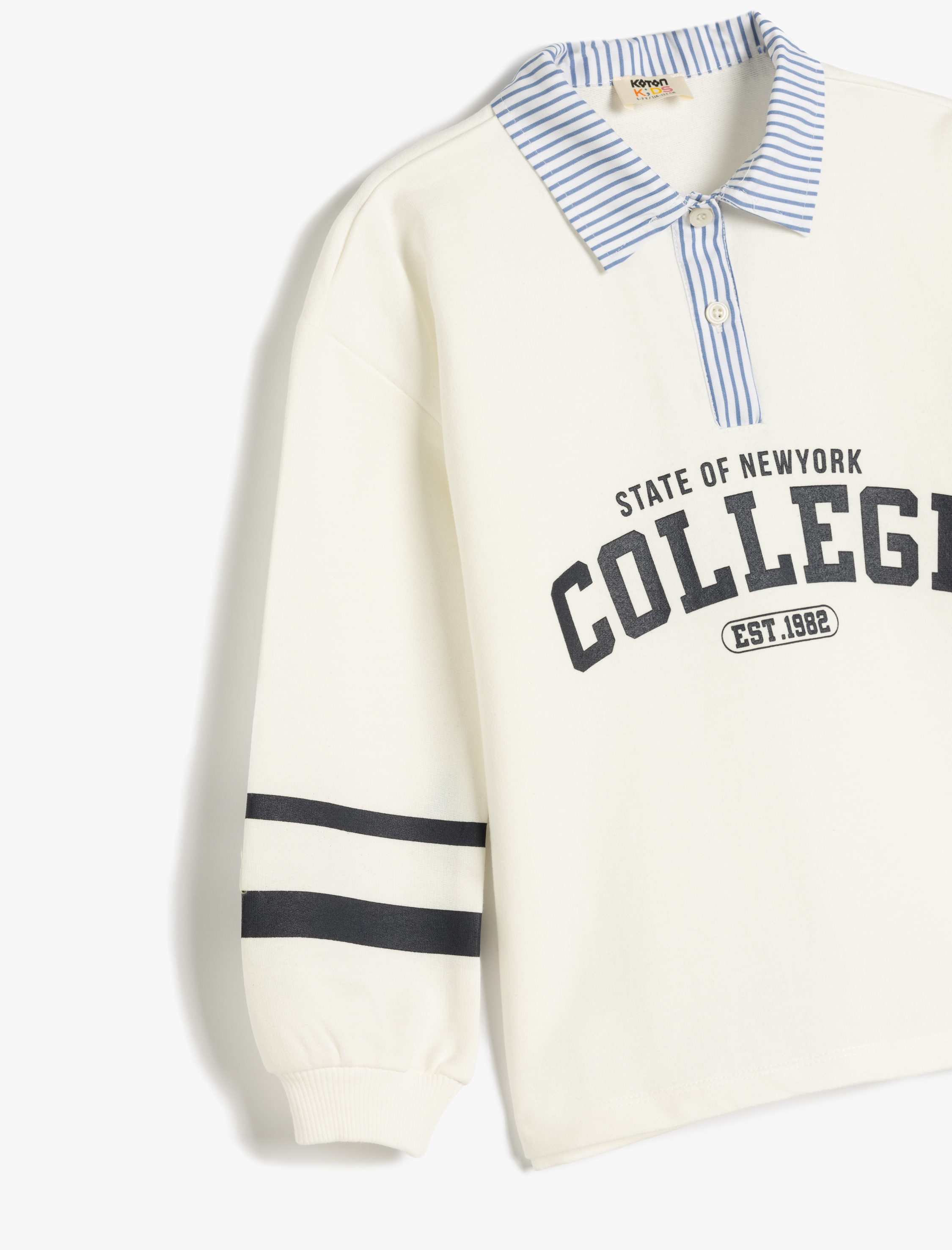  Kız Çocuk Uzun Kollu Gömlek Yaka Şardonlu Oversize Sweatshirt