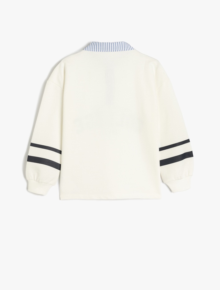 Kız Çocuk Uzun Kollu Gömlek Yaka Şardonlu Oversize Sweatshirt