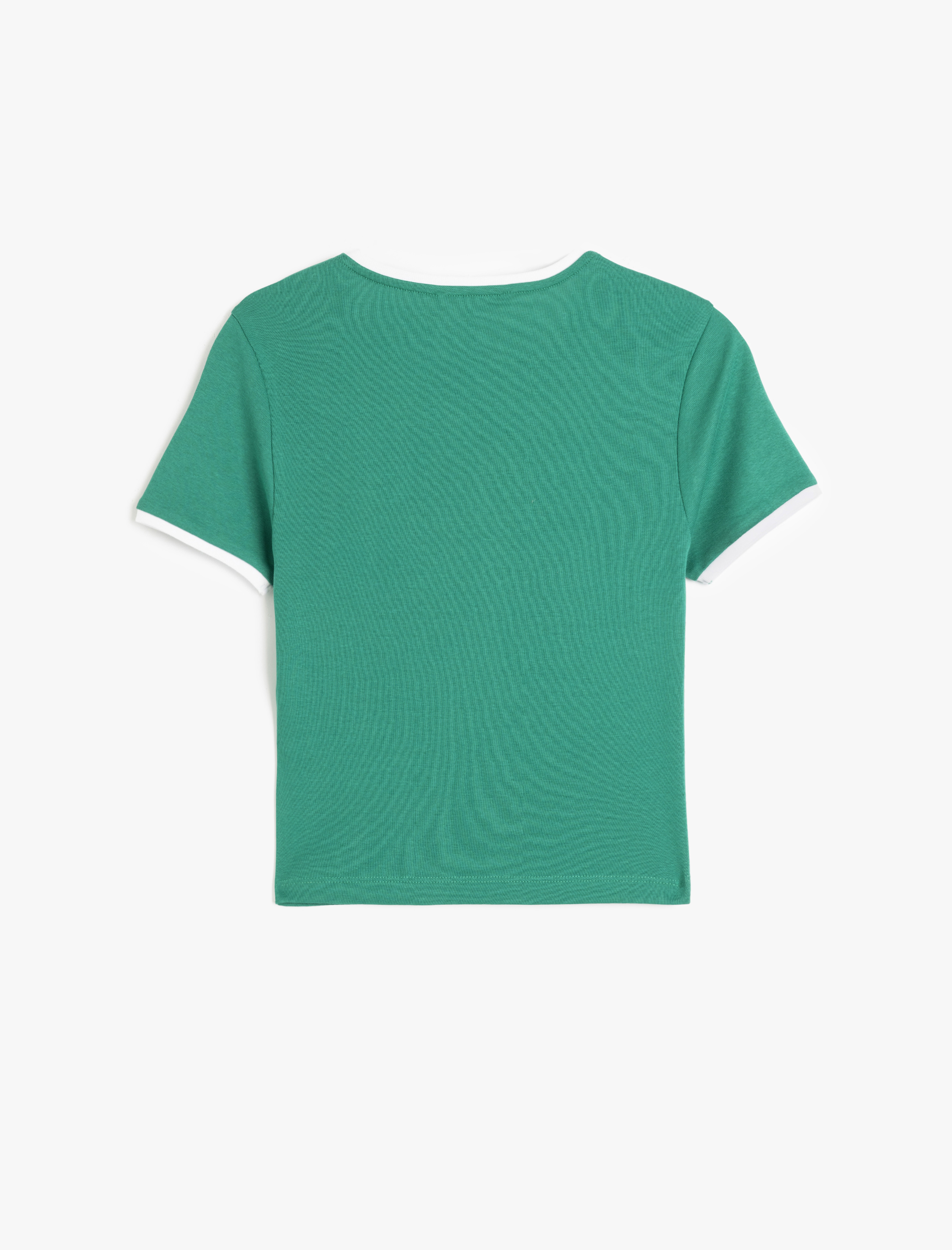   Pamuklu Bisiklet Yaka Kısa Kollu Kolej Temalı Baskılı Kadın Tişört