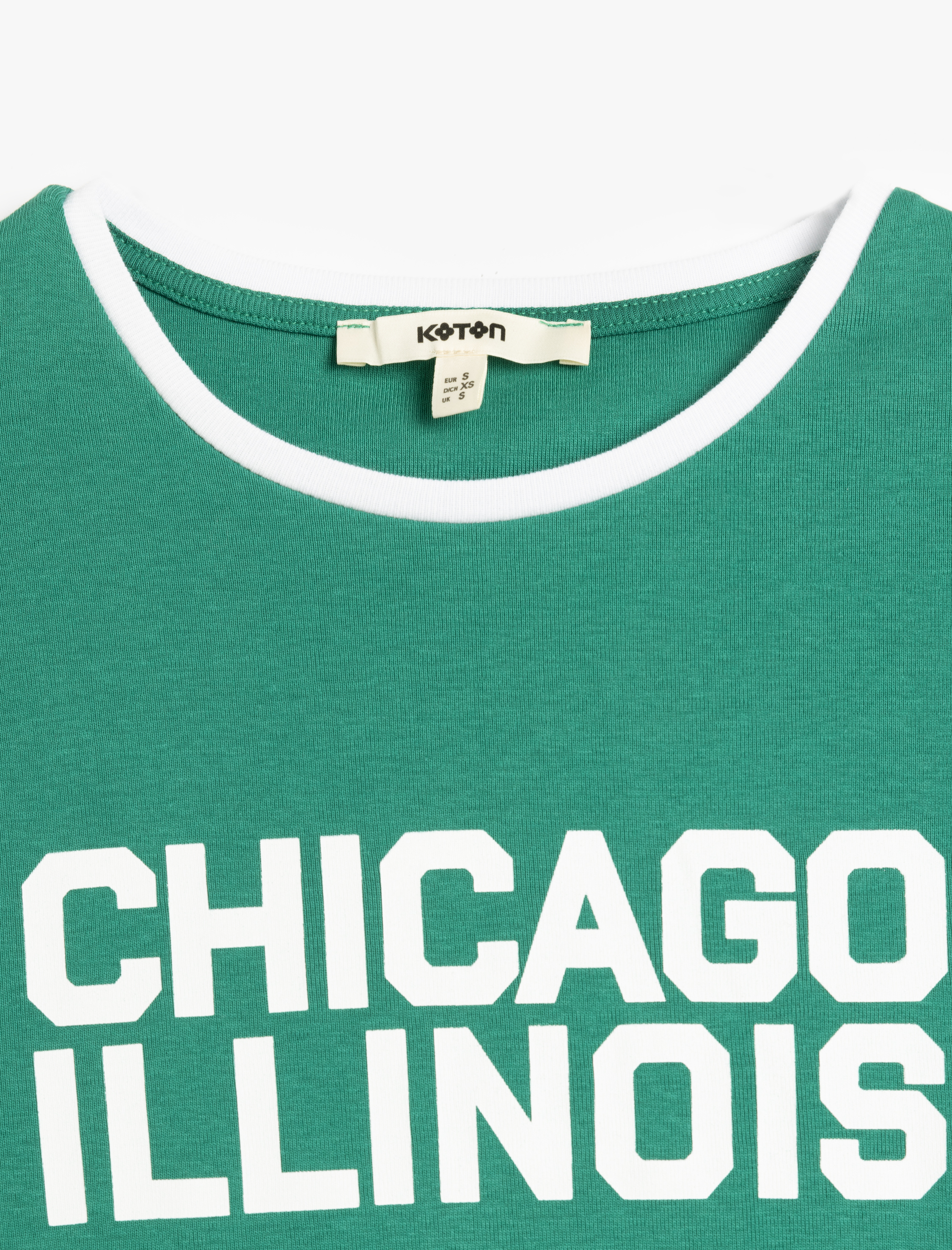   Pamuklu Bisiklet Yaka Kısa Kollu Kolej Temalı Baskılı Kadın Tişört