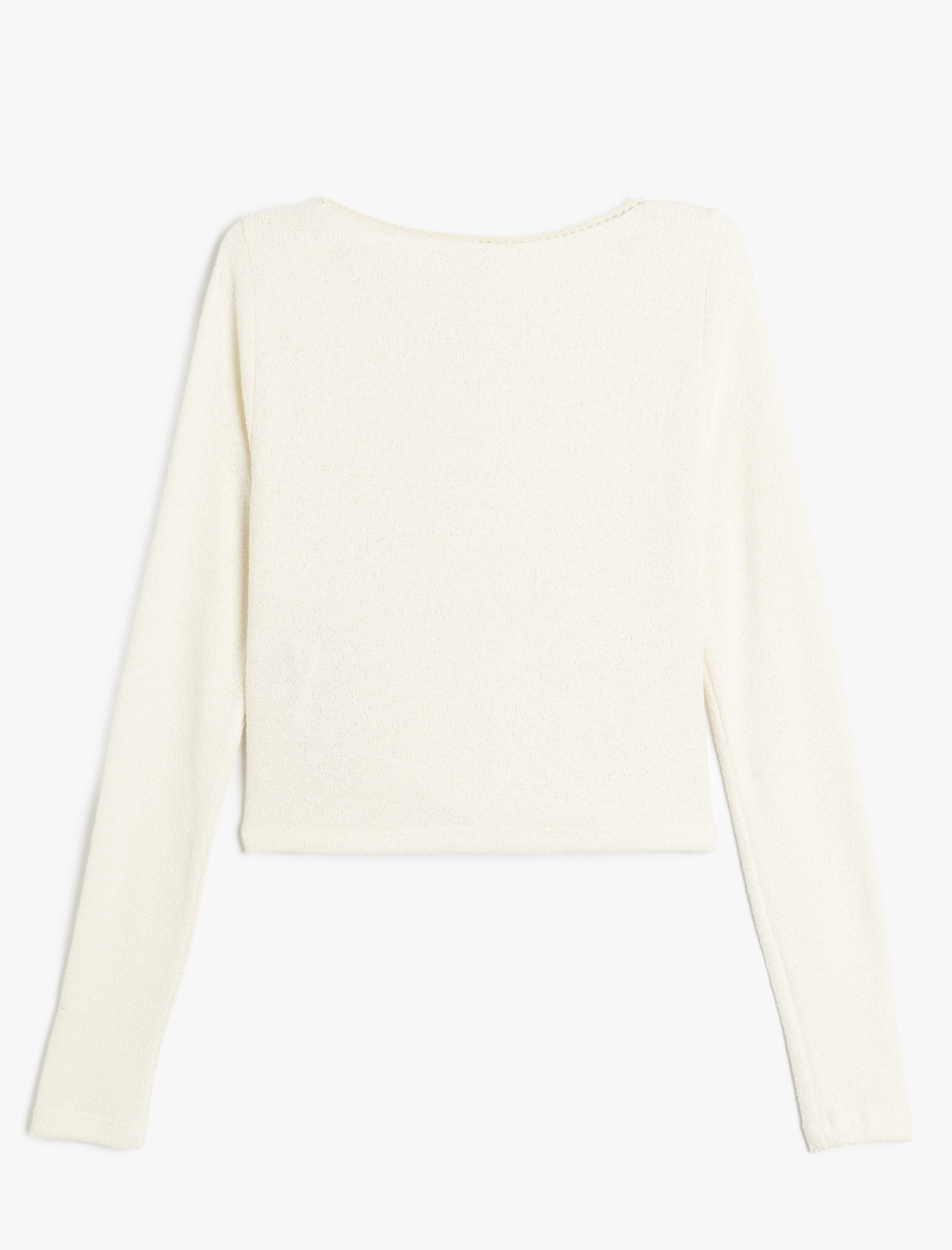   Modal Kumaş Fiyonk Detaylı Yuvarlak Yaka Kadın Uzun Kollu Kadın Tişört