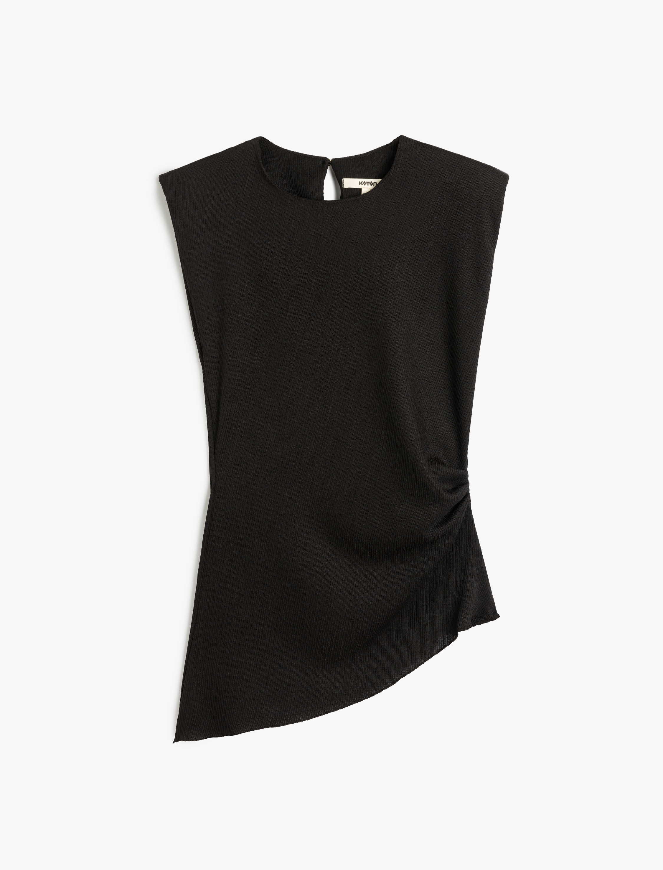   Asimetrik Kesim Bisiklet Yaka Kolsuz Vatkalı Bluz