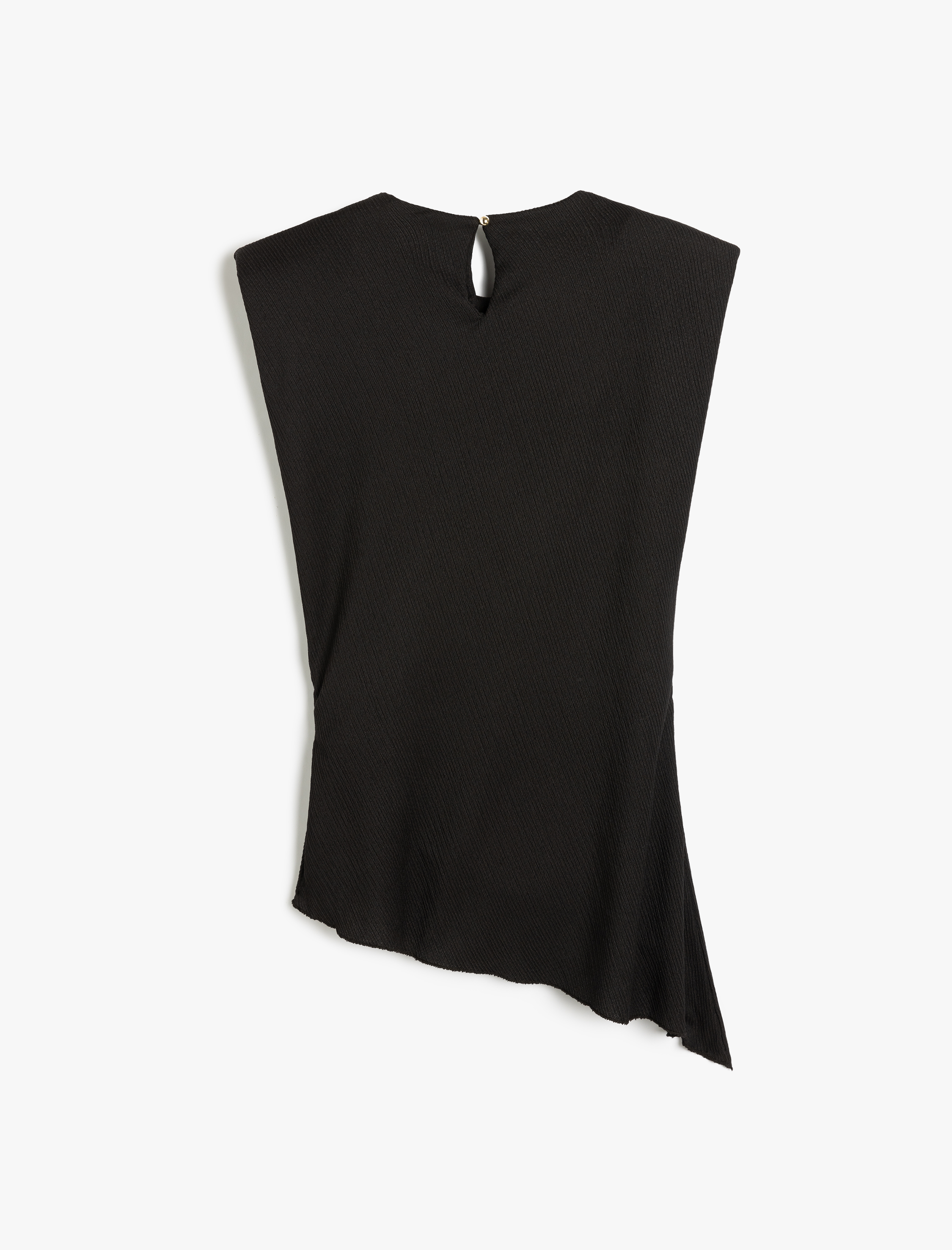   Asimetrik Kesim Bisiklet Yaka Kolsuz Vatkalı Bluz