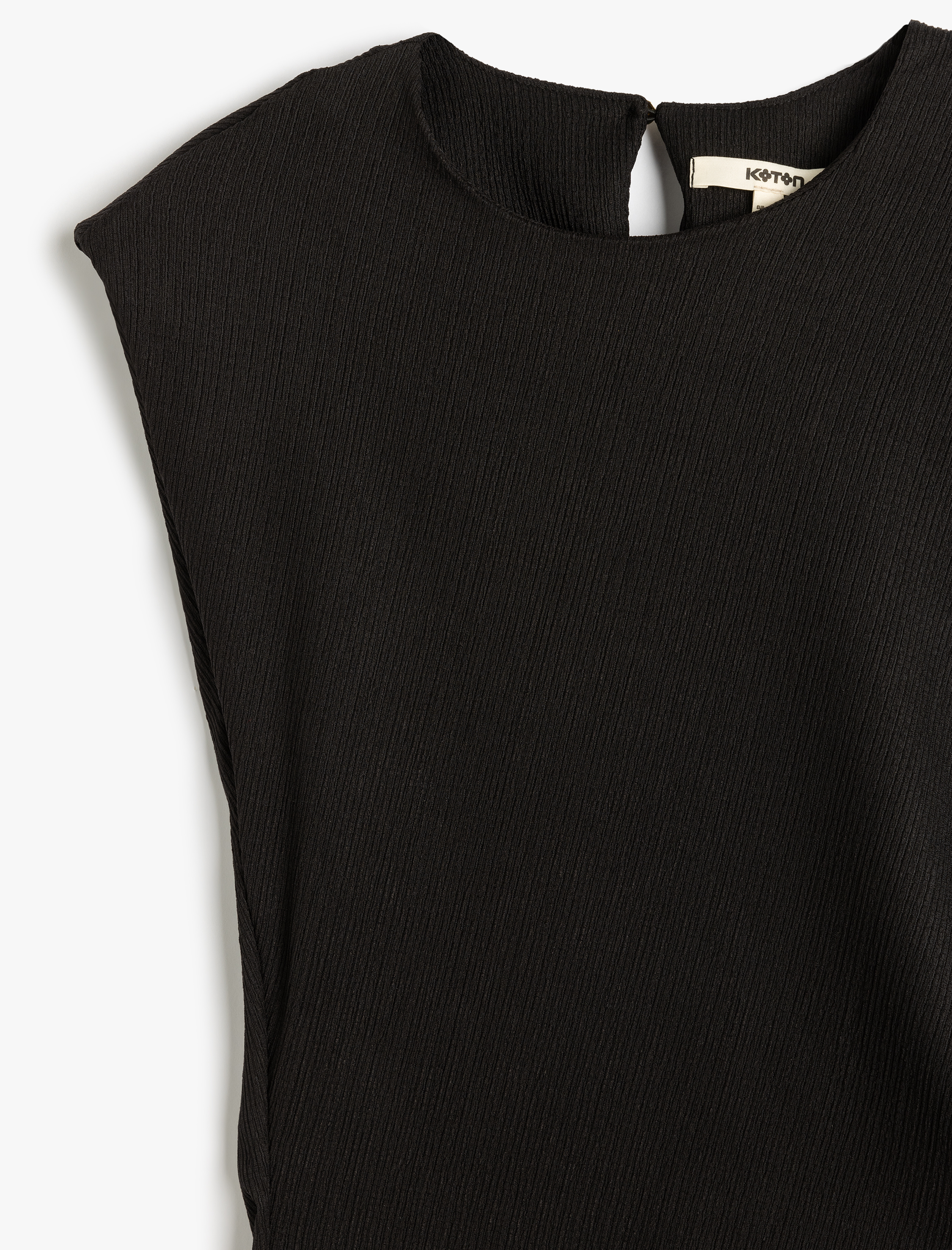   Asimetrik Kesim Bisiklet Yaka Kolsuz Vatkalı Bluz