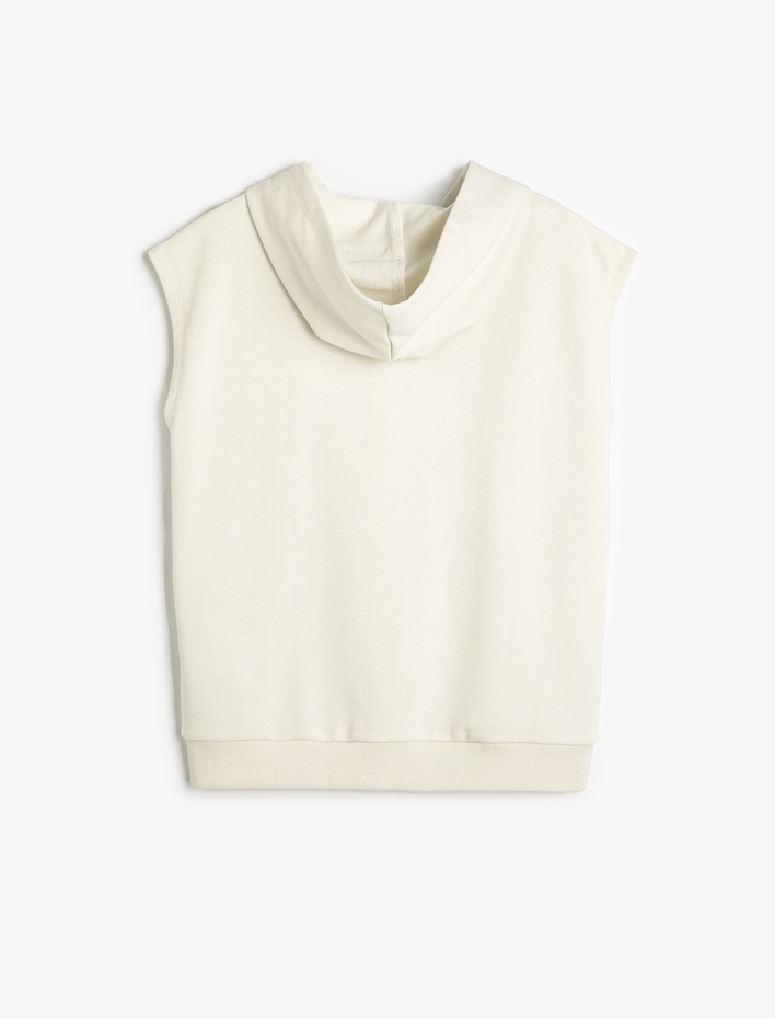 Erkek Çocuk Kapşonlu Fermuarlı Slogan Baskılı Kolsuz Sweatshirt