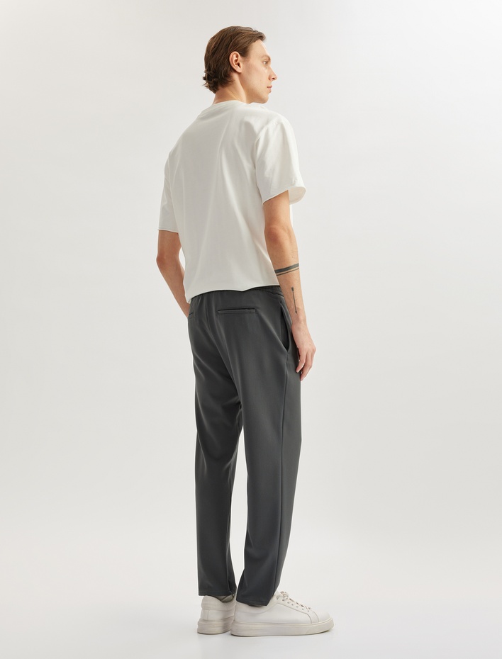  Viskon Karışımlı Cep Detaylı Beli Bağcıklı Pantolon