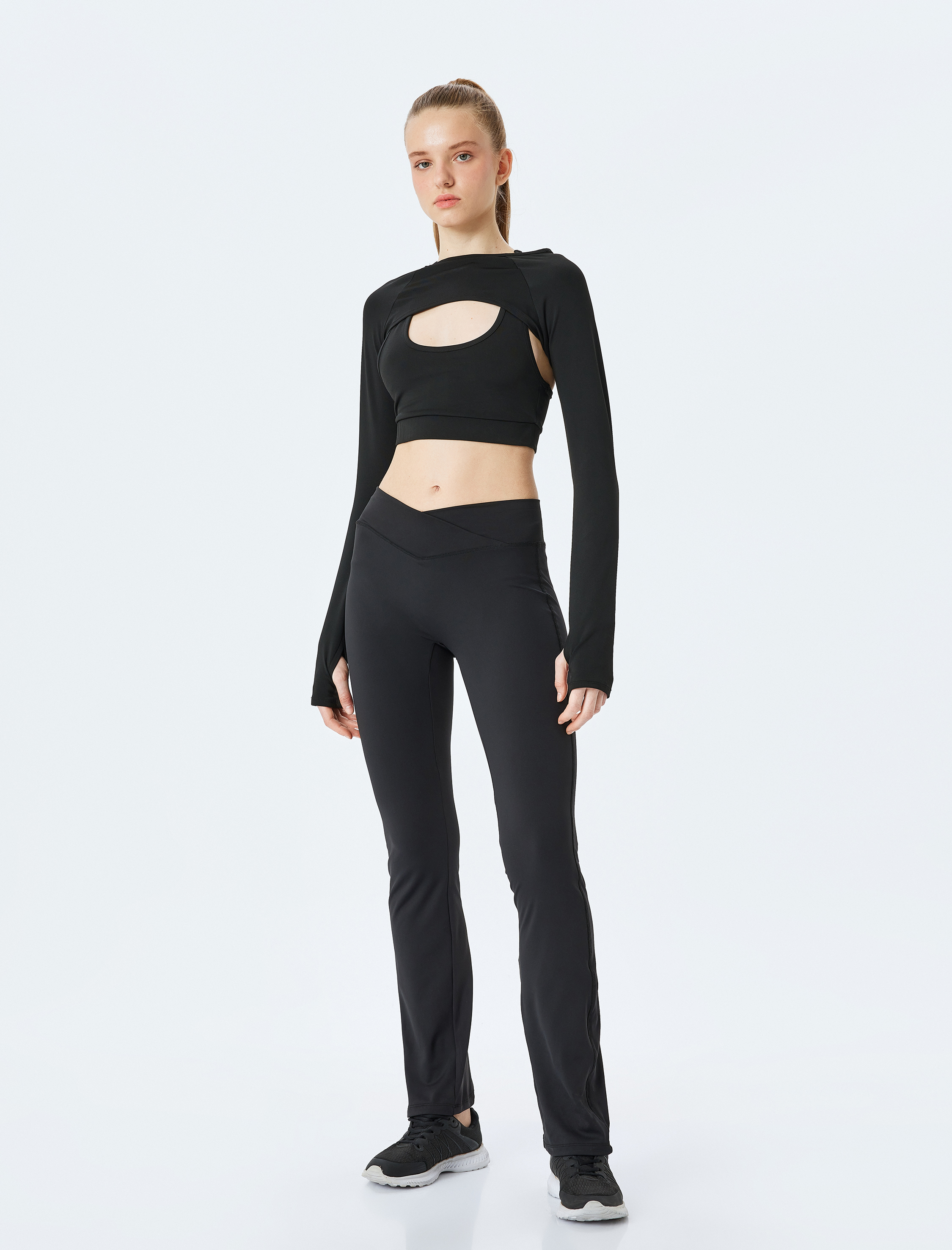   Yüksek Bel İspanyol Paça Slim Fit Spor Tayt