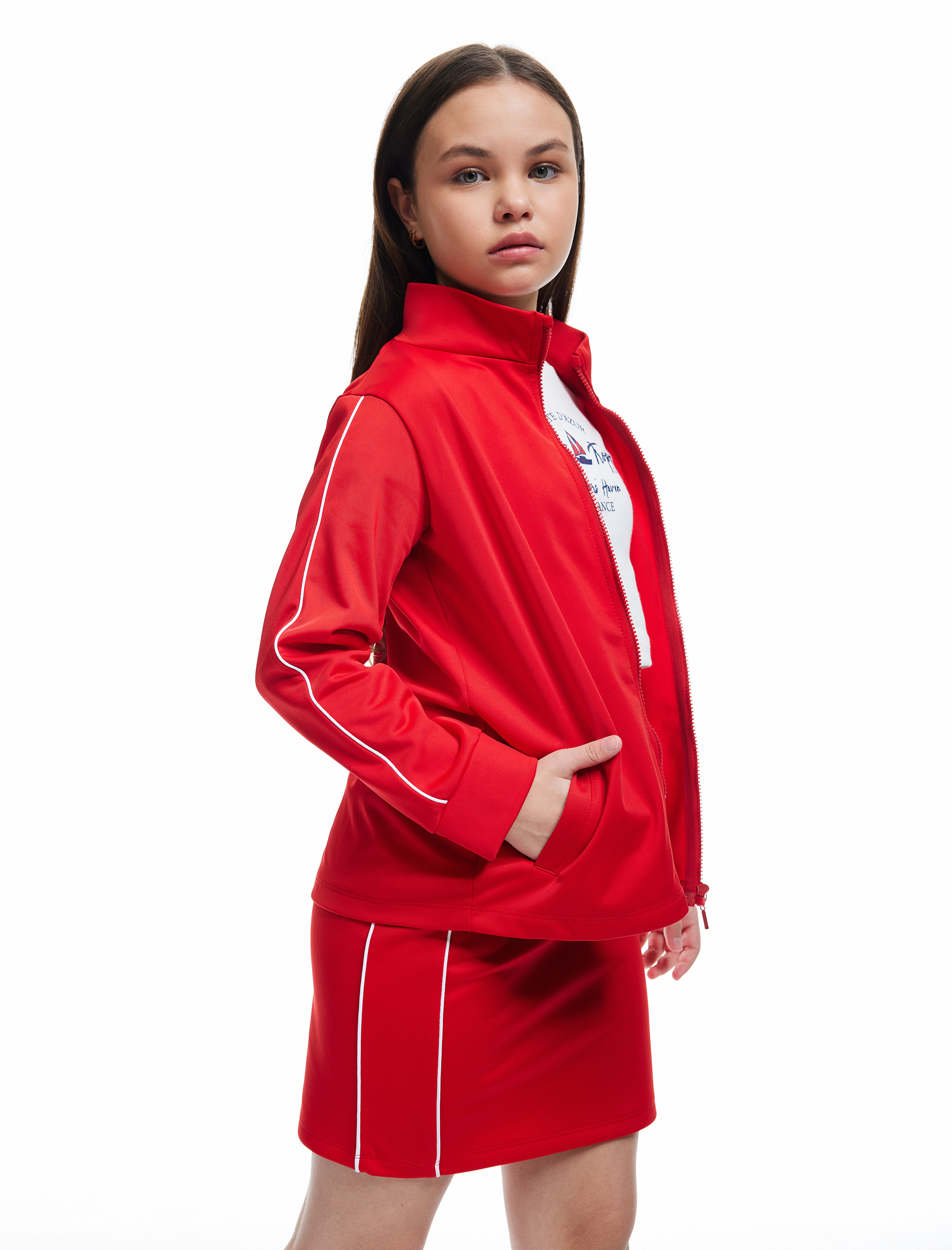  Kız Çocuk Uzun Kollu Dik Yaka Fermuarlı Oversize Sweatshirt