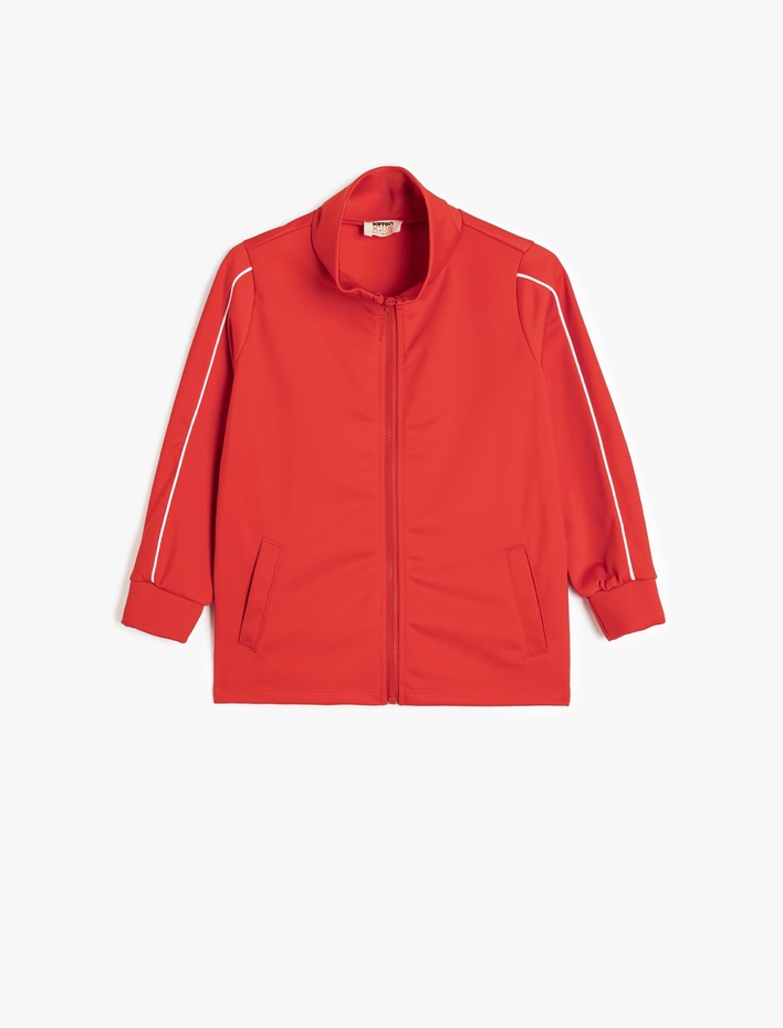 Kız Çocuk Uzun Kollu Dik Yaka Fermuarlı Oversize Sweatshirt