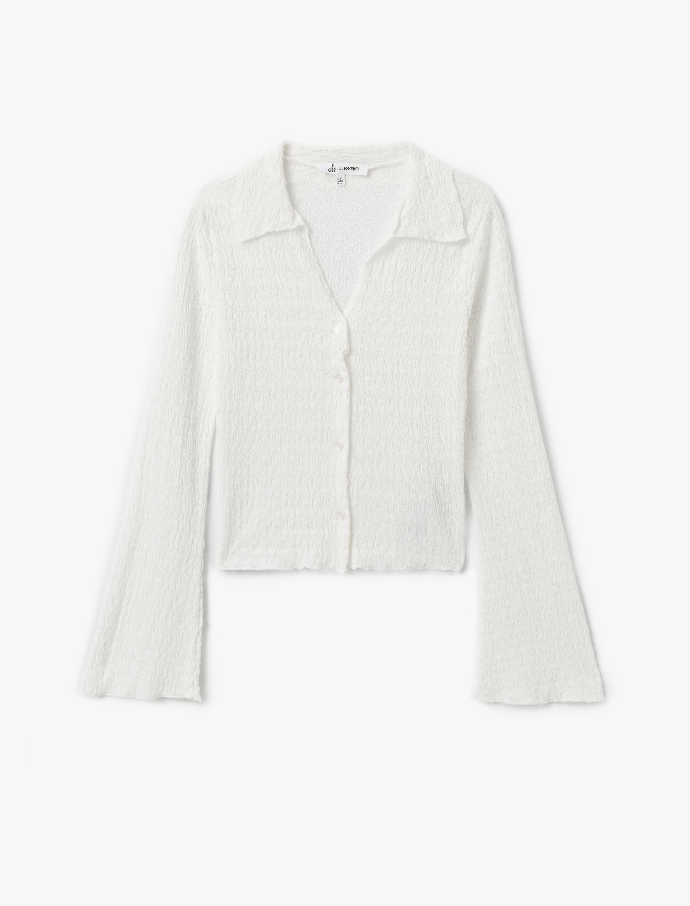   Slim Fit Uzun Kollu Dokulu Gömlek Yaka Düğmeli Tişört Bürümcük