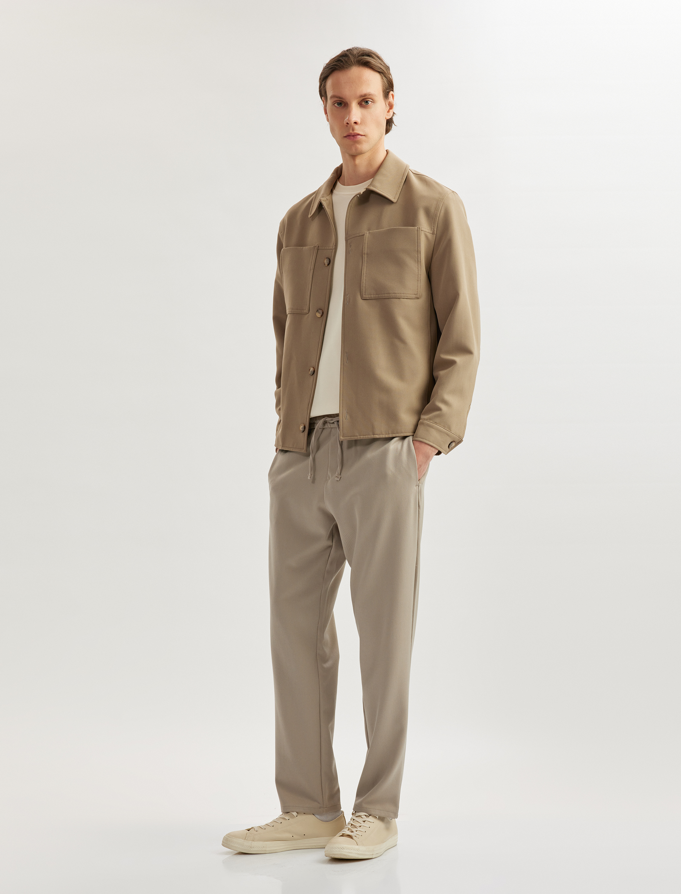   Viskon Karışımlı Cep Detaylı Beli Bağcıklı Pantolon