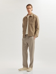 Viskon Karışımlı Cep Detaylı Beli Bağcıklı Pantolon