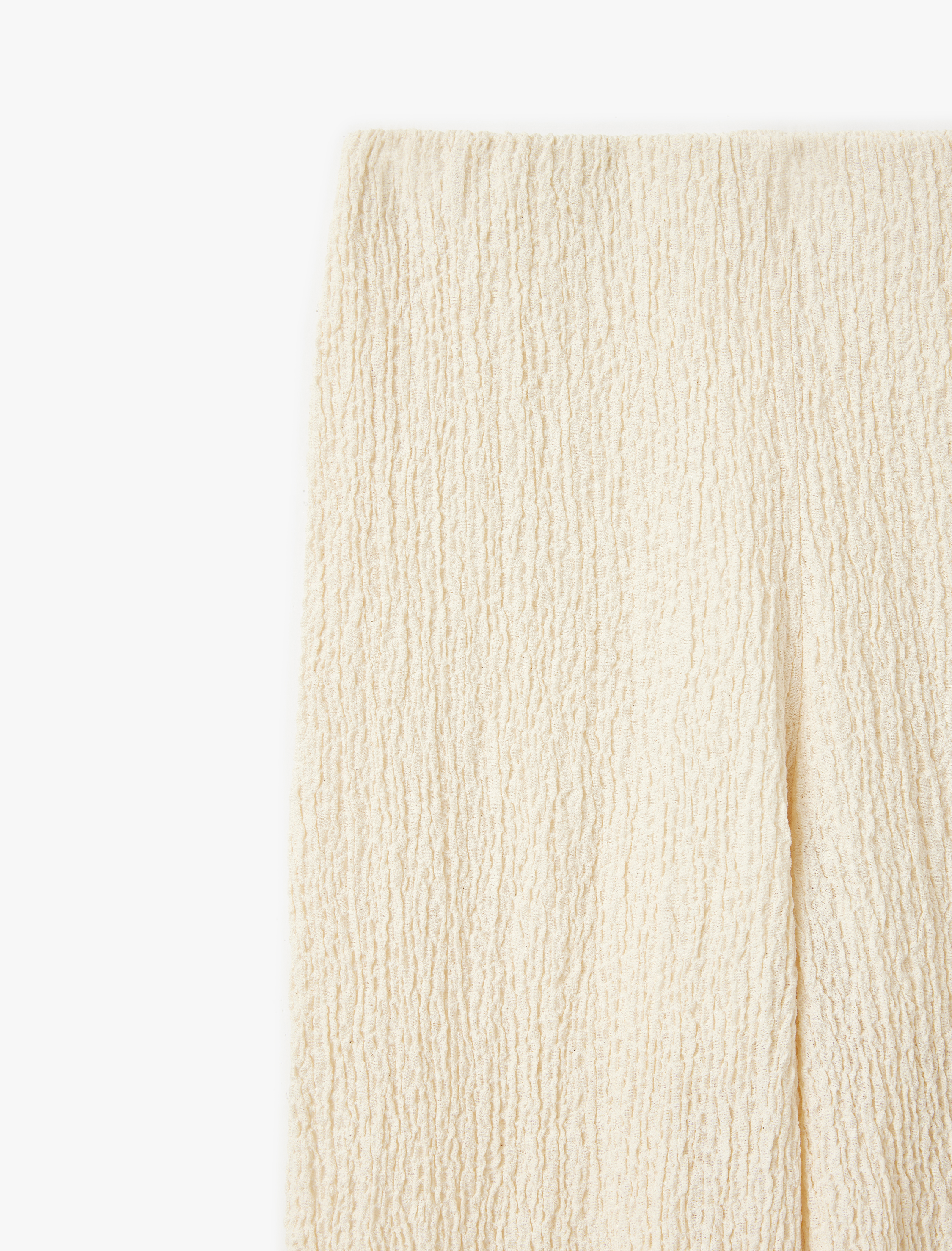   Pamuklu Dokulu Bol Paça Pantolon