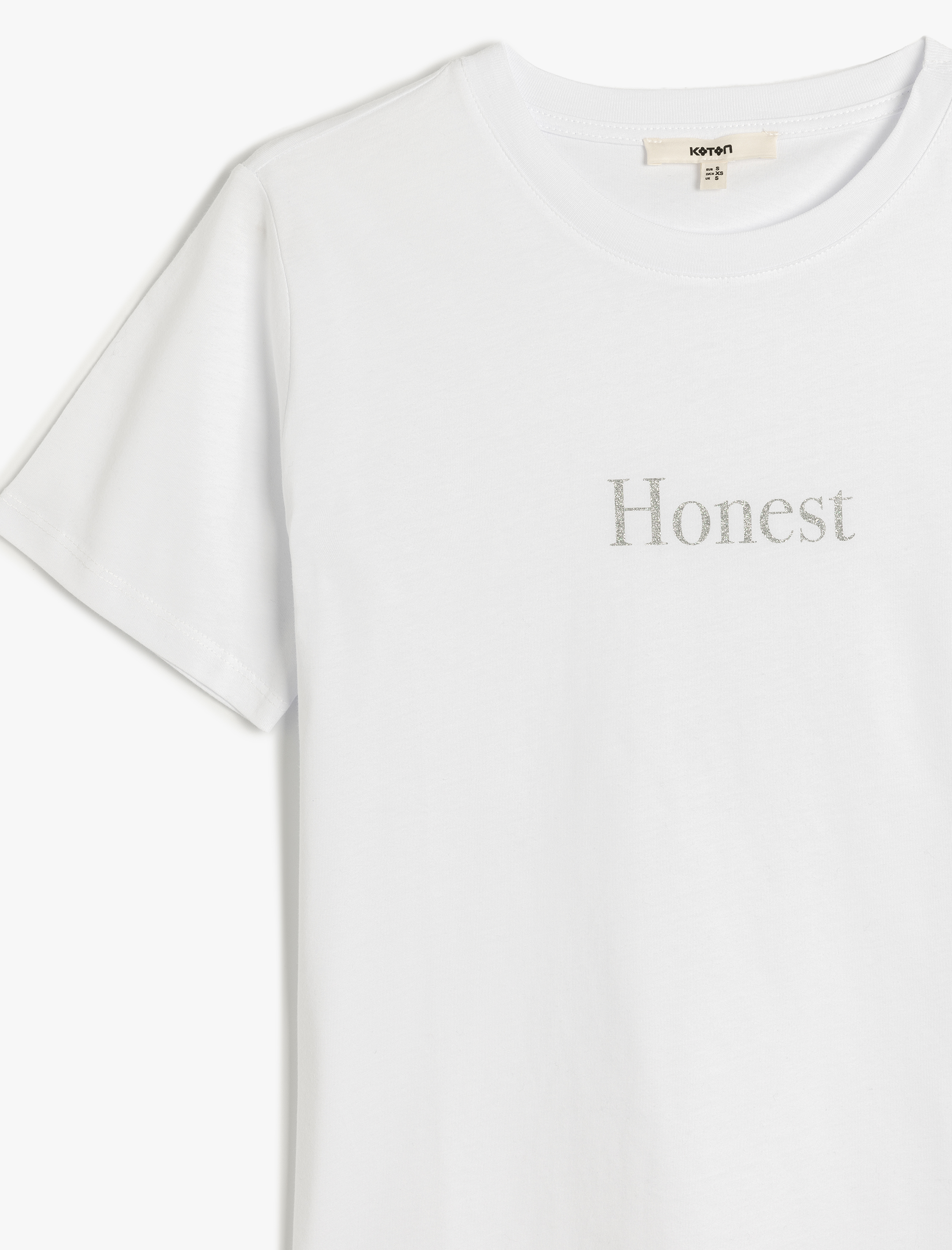   Pamuklu Kısa Kollu Bisiklet Yaka Baskılı Tişört