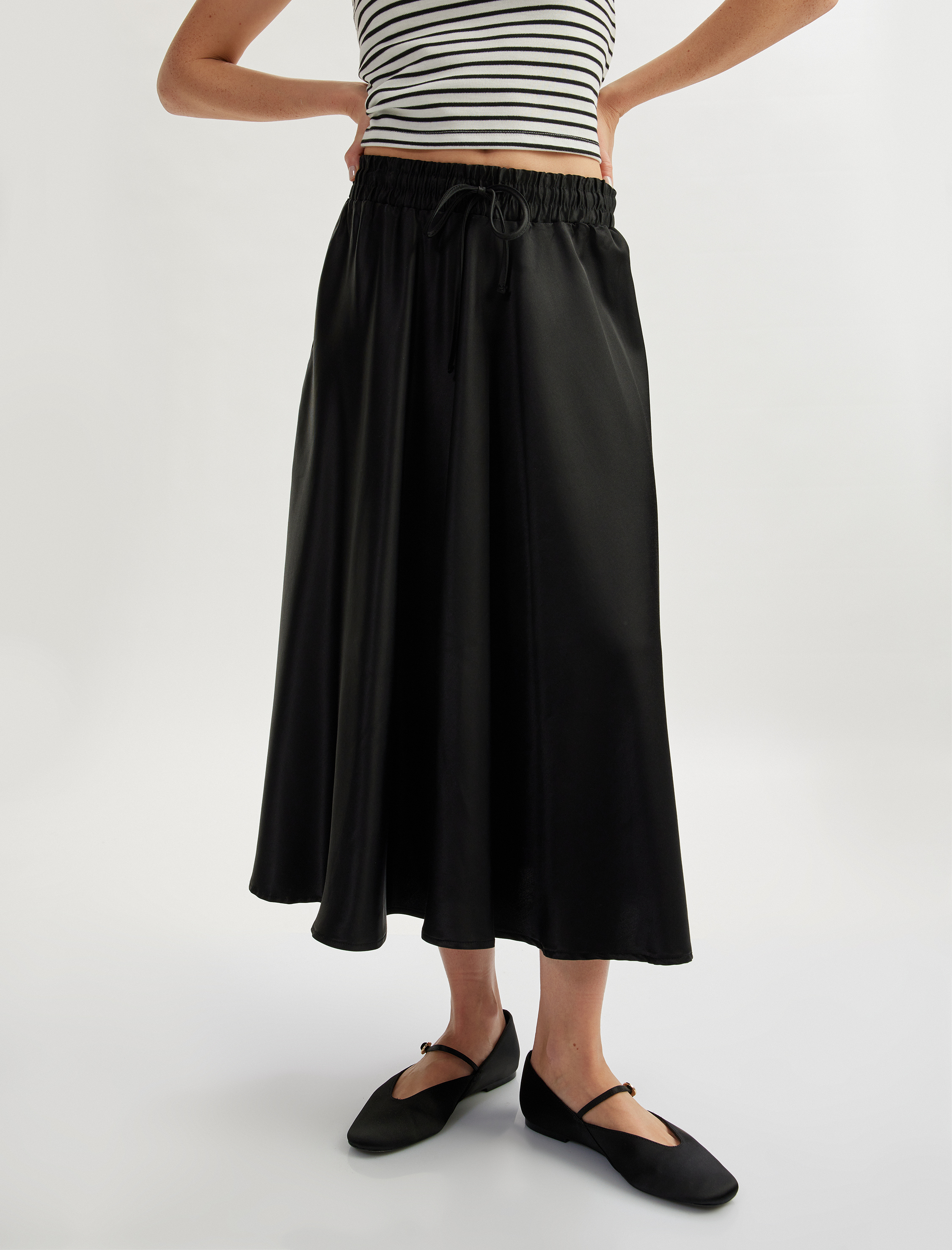   Viskon Kumaş Saten Kloş Çan Etek