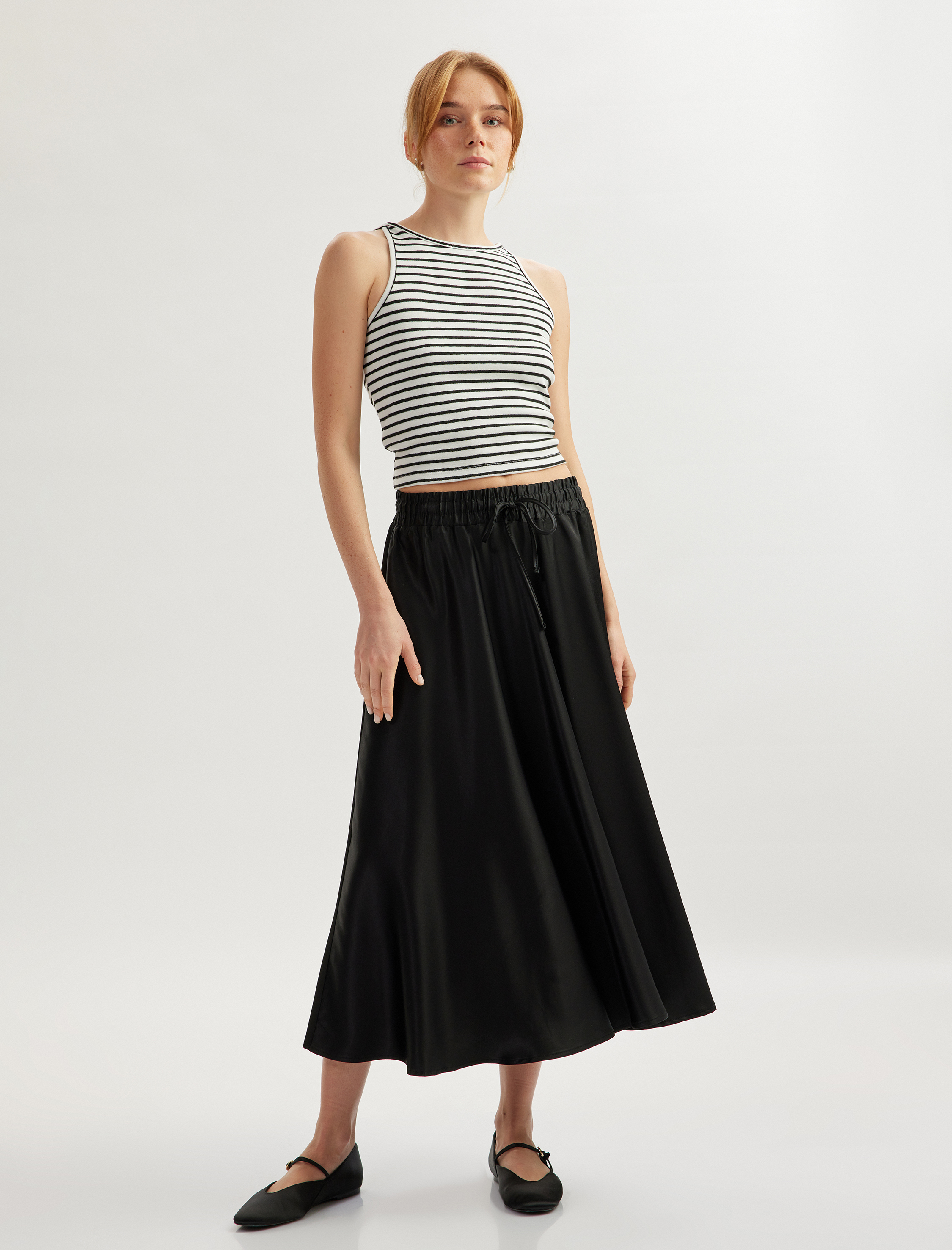   Viskon Kumaş Saten Kloş Çan Etek