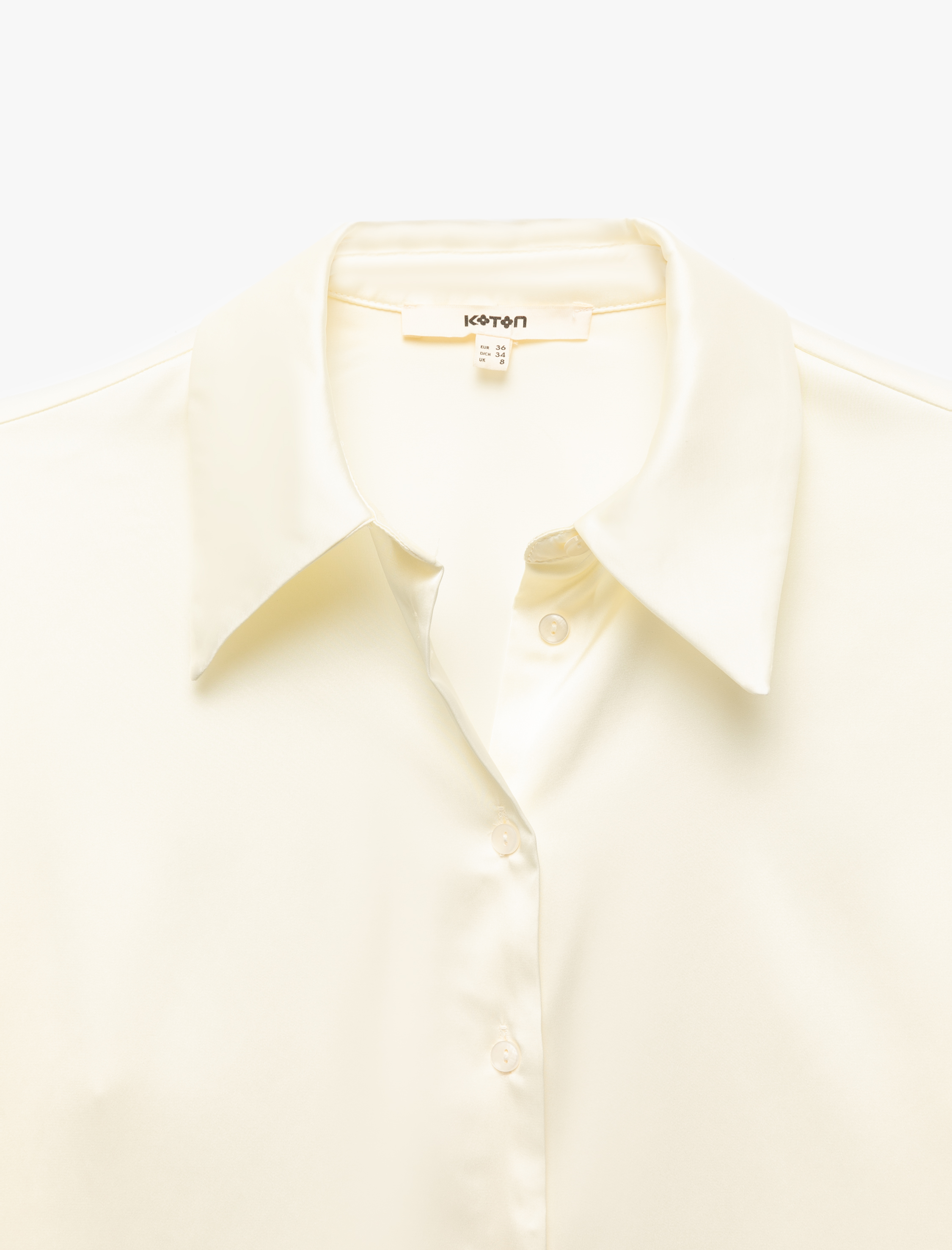   Düğmeli Uzun Kollu Klasik Yaka Saten Gömlek