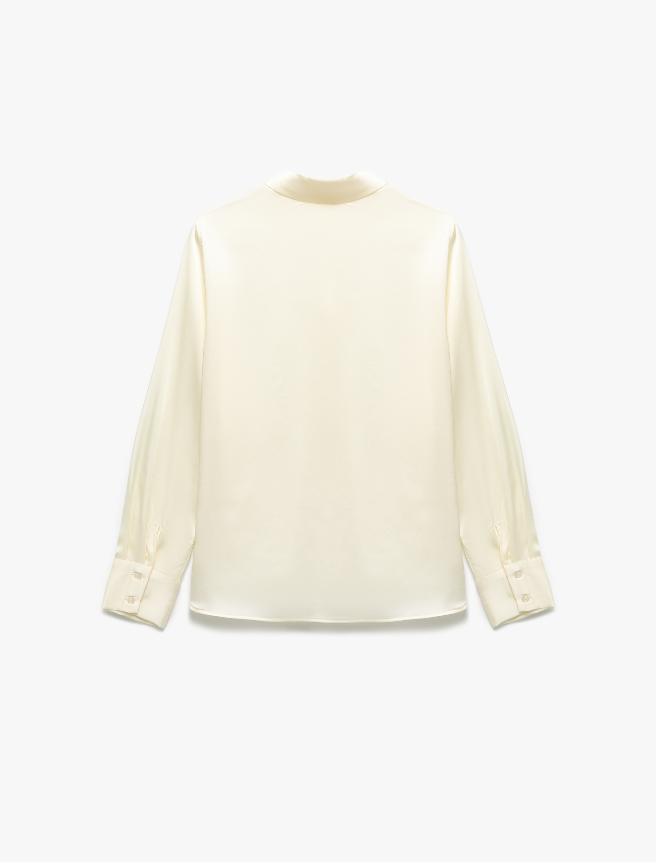   Düğmeli Uzun Kollu Klasik Yaka Saten Gömlek